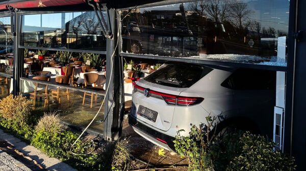 Sanatçı Cahit Berkay'ın aracıyla restoranın cam duvarını kırarak içeri girdiği kaza - Sputnik Türkiye