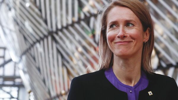 Estonia's Prime Minister Kaja Kallas arrives for an EU summit at the European Council building in Brussels, Tuesday, May 25, 2021. - Sputnik Türkiye