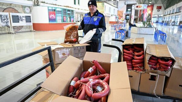 Mersin'in Tarsus ilçesinde yolcu otobüslerinde sağlıksız koşullarda taşındığı belirlenen 300 kilogram sucuk ve 2 koli çiğköfte imha edildi - Sputnik Türkiye