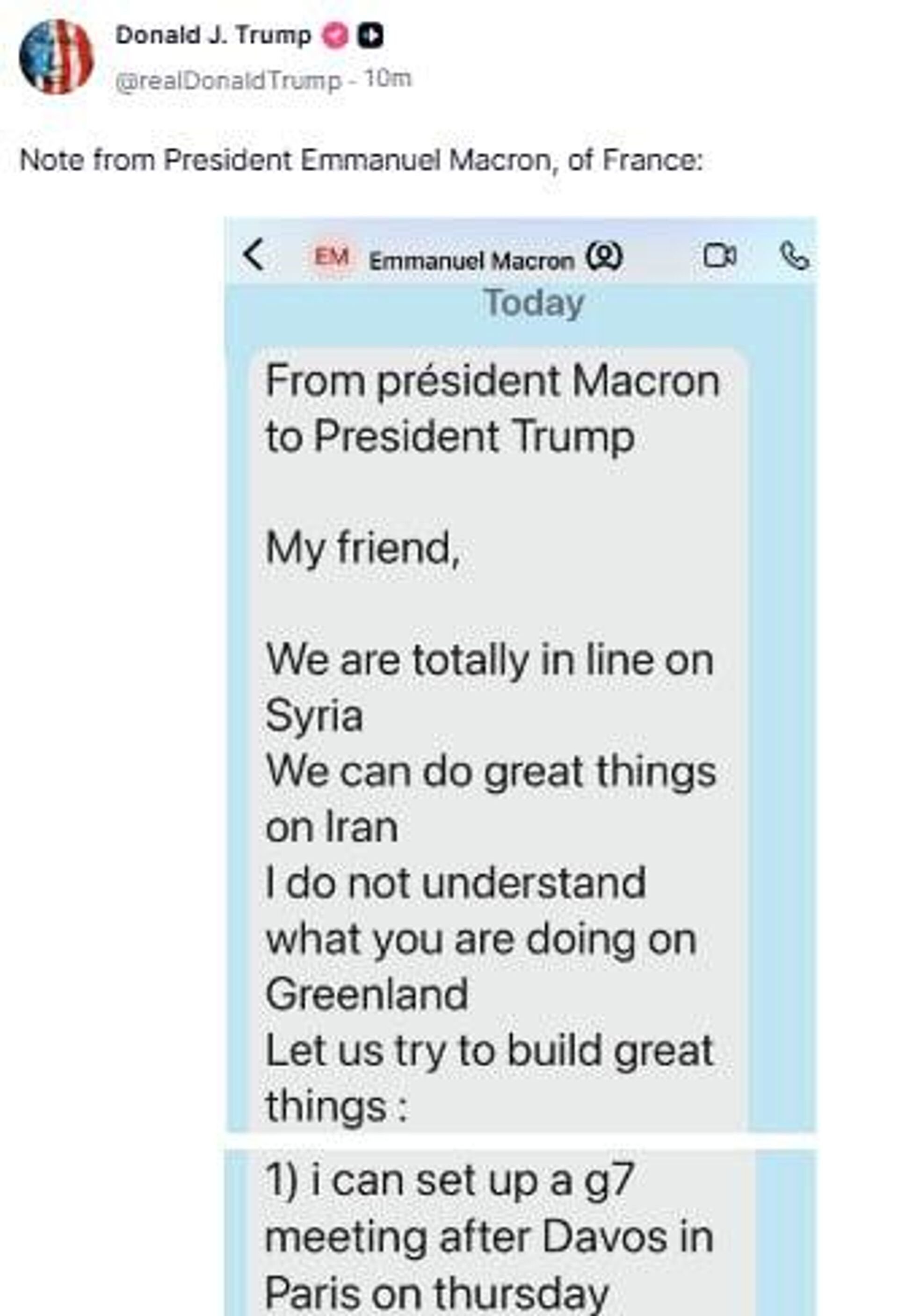 Macron'un Trump'a yazdığı mesajlar - Sputnik Türkiye, 1920, 20.01.2026