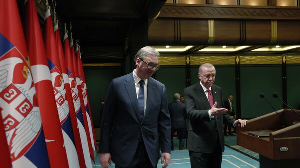Cumhurbaşkanı Recep Tayyip Erdoğan, Sırbistan Cumhurbaşkanı Aleksandar Vucic - Sputnik Türkiye