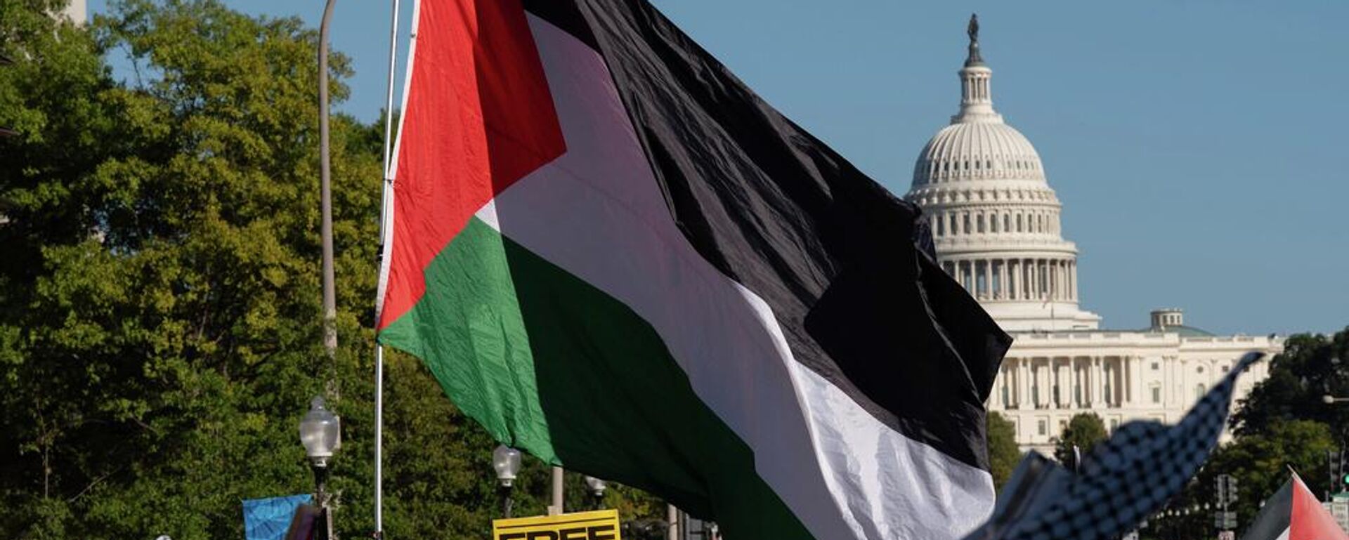 Washington'da yürüyüş yapan Filistin yaplısı protestocular - Sputnik Türkiye, 1920, 27.02.2026