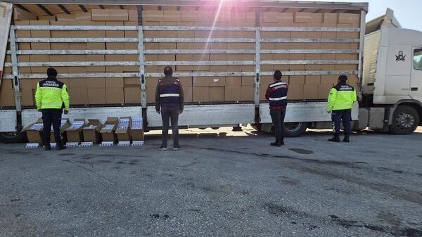 İzmir'de jandarmanın düzenlediği operasyonda 500 bin paket kaçak sigara ele geçirildi - Sputnik Türkiye