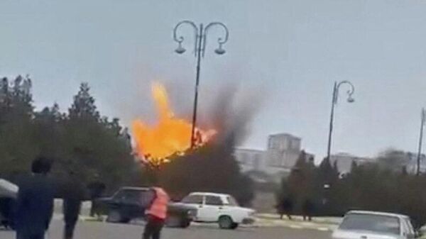 Nahçıvan Havaalanı yakınına düşen İHA'nın görüntüsü - Sputnik Türkiye