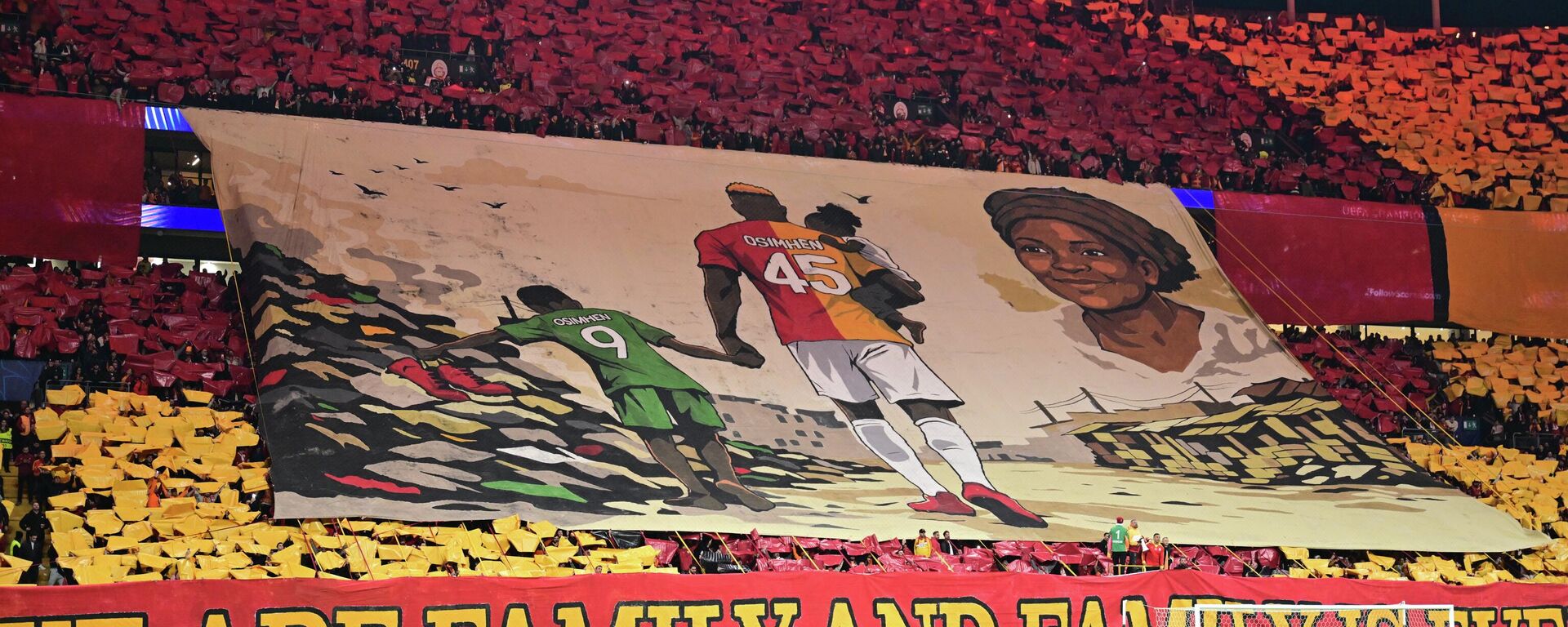 Galatasaray taraftarları Victor Osimhen için tribünde kareografi hazırladı - Sputnik Türkiye, 1920, 10.03.2026