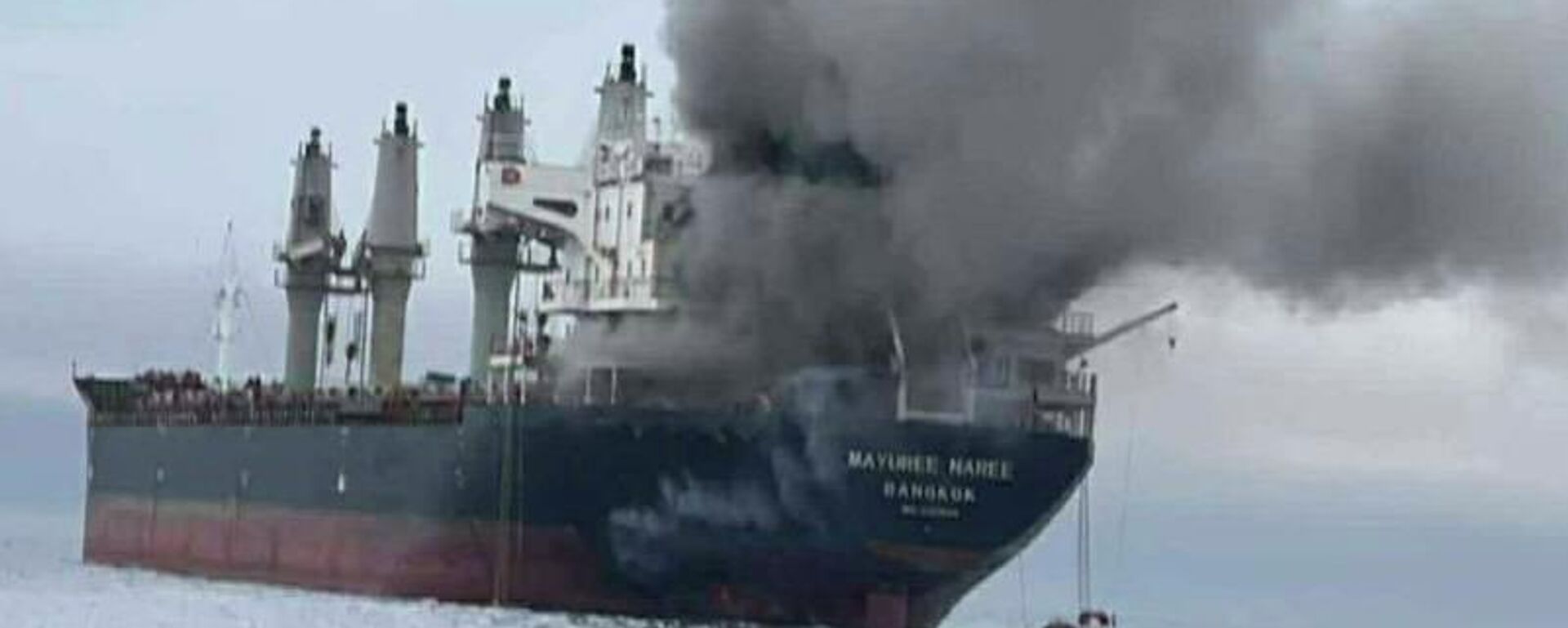 11 Mart 2026 Çarşamba günü Hürmüz Boğazı’nda vurularak alev alan Tayland’a ait Mayuree Naree adlı yük gemisi - Sputnik Türkiye, 1920, 12.03.2026