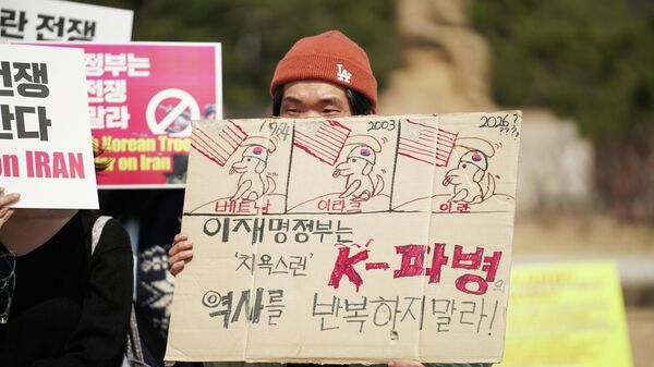 Güney Kore’de savaş gemilerinin Hürmüz Boğazı’na gönderilmesine karşı protesto düzenlendi - Sputnik Türkiye