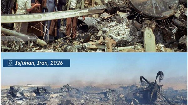 Ali Hamaney'in hesabından paylaşılan düşen ABD uçağı enkazı görüntüsü - Sputnik Türkiye