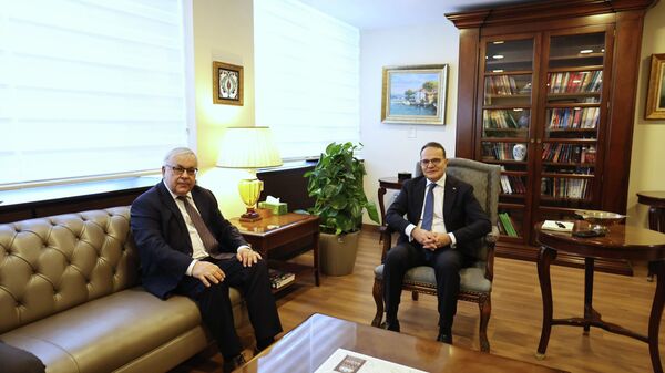 Rusya'nın Ankara Büyükelçisi Sergey Verşinin ile Dışişleri Bakan Yardımcısı ve AB Başkanı Büyükelçi Mehmet Kemal Bozay - Sputnik Türkiye