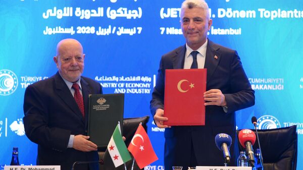 Ticaret Bakanı Ömer Bolat ve Suriye Ekonomi ve Sanayi Bakanı Nidal Şaar - Sputnik Türkiye