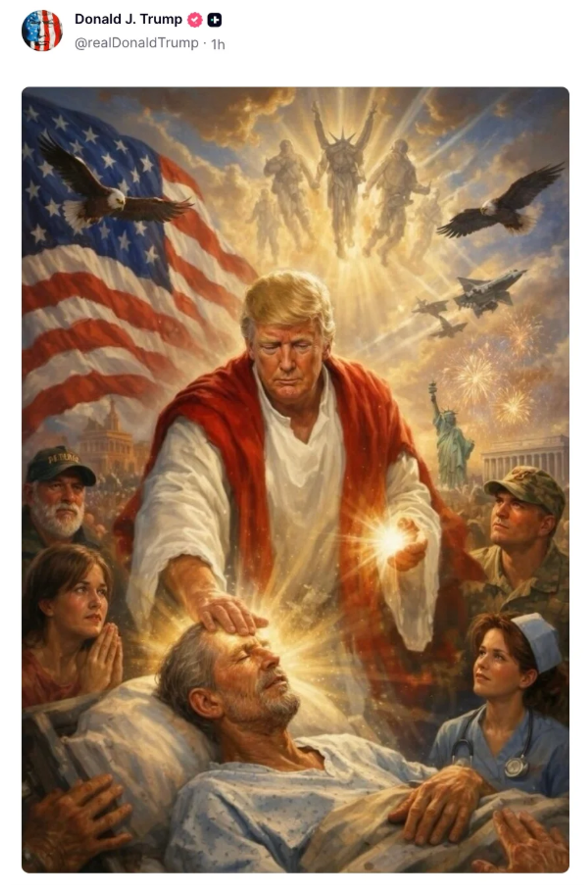 Donald Trump, kendini İsa peygamber gibi resmeden bir yapay zeka çizimi paylaştı - Sputnik Türkiye, 1920, 13.04.2026