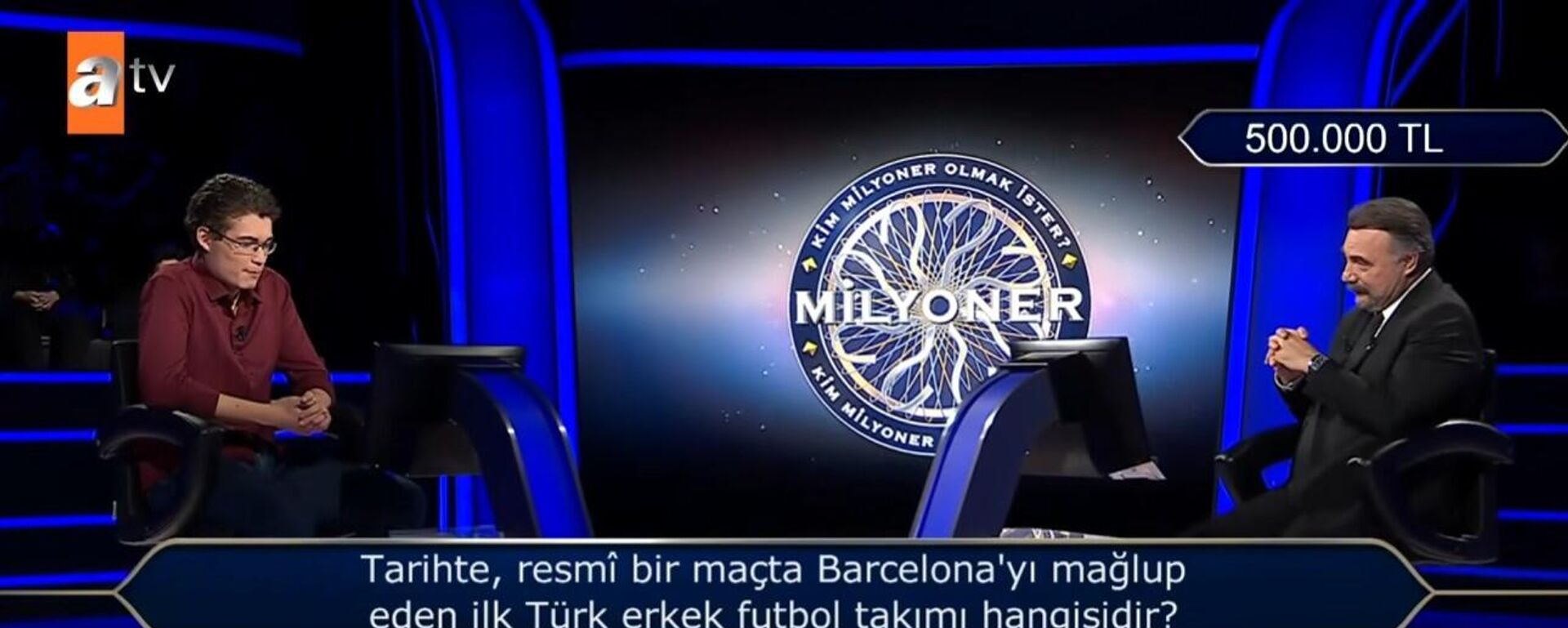 Kim Milyoner Olmak İster yarışmasında şaşırtan soru: Barcelona’yı ilk yenen Türk takımı hangisidir? - Sputnik Türkiye, 1920, 20.04.2026