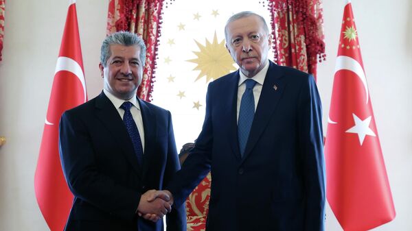 Cumhurbaşkanı Recep Tayyip Erdoğan, Irak Kürt Bölgesel Yönetimi (IKBY) Başbakanı Mesrur Barzani'yi kabul etti - Sputnik Türkiye