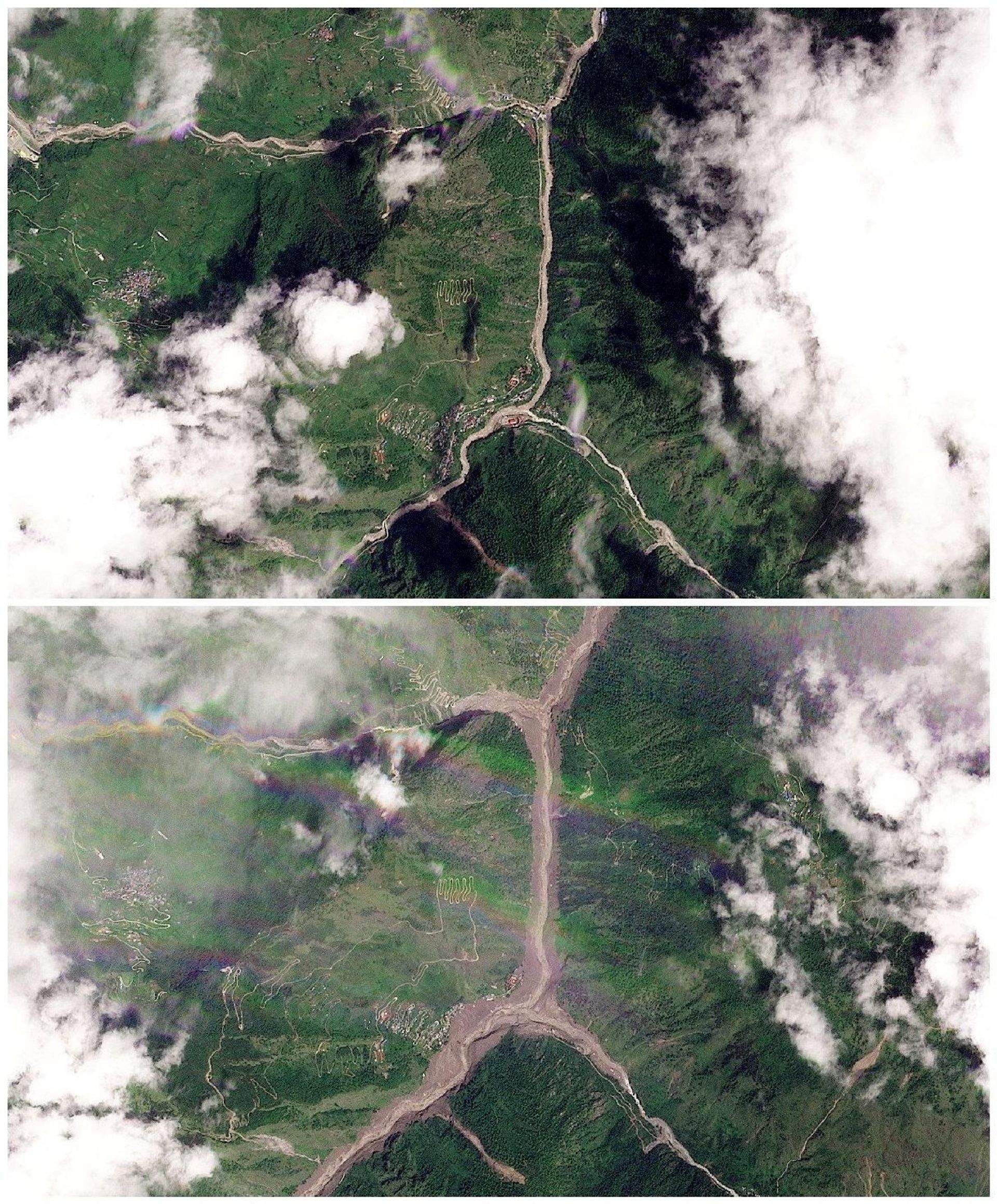 Nepal'de sel felaketinin öncesi ve sonrası uydu görüntüleri - Sputnik Türkiye, 1920, 14.09.2026