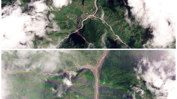 Nepal'de sel felaketinin öncesi ve sonrası uydu görüntüleri - Sputnik Türkiye