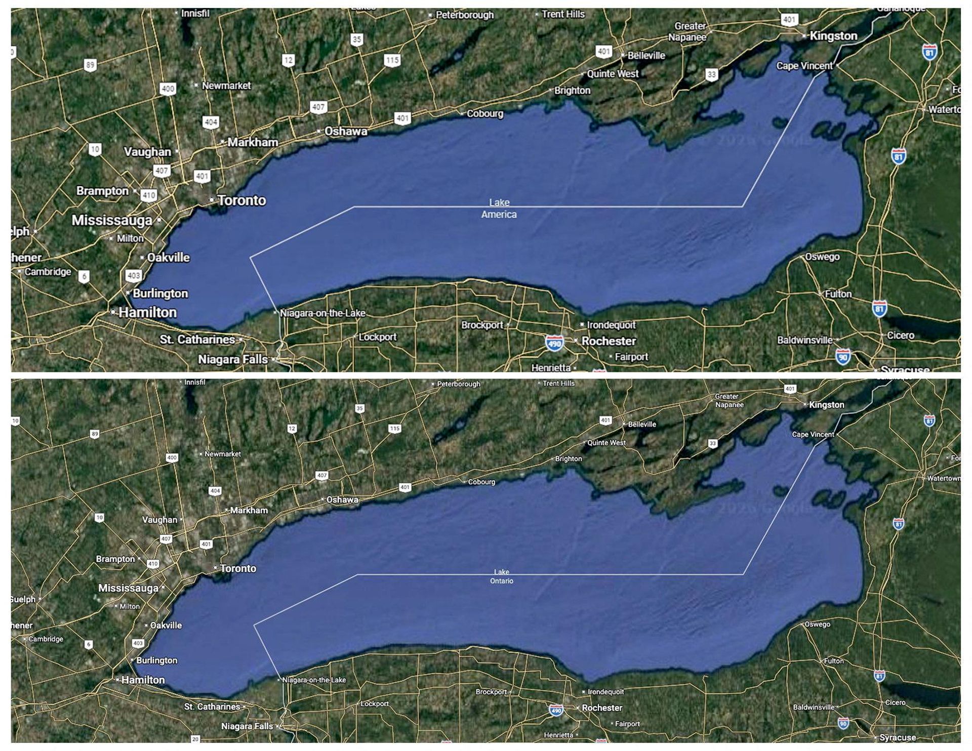 ABD'nin Ontario Gölü'nün ismini Amerika Gölü olarak değiştirmesinin ardından gölün kenarına tabelalar asıldı - Sputnik Türkiye, 1920, 31.08.2026