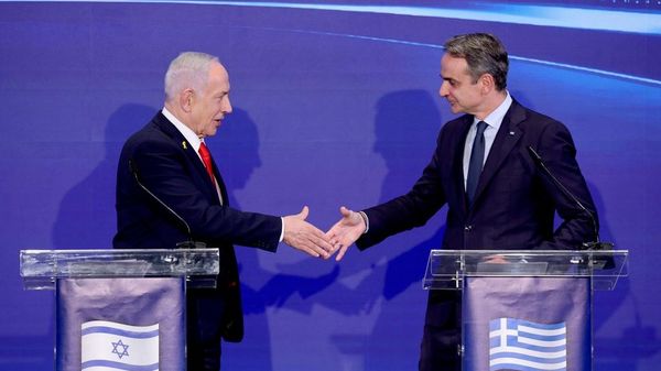 Yunanistan Başbakanı Kiryakos Miçotakis ile İsrail Başbakanı Benyamin Netanyahu - Sputnik Türkiye