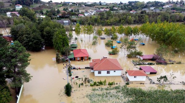 Sakarya'da sağanağın ardından Acarlar Longozu'ndaki su seviyesinin yükselmesi sonucu mahalle yolu ulaşıma kapandı, evlerin giriş katlarını ve tarım arazilerini su bastı - Sputnik Türkiye