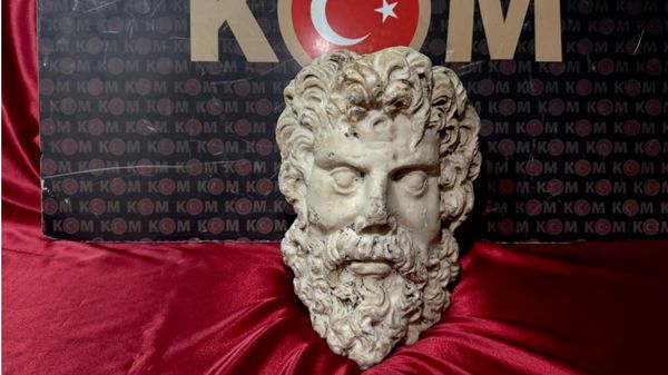 İzmir'de yaklaşık 2 bin yıllık Zeus heykel başı ele geçirildi - Sputnik Türkiye