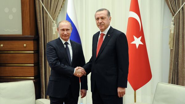 Rusya Devlet Başkanı Vladimir Putin, Cumhurbaşkanı Erdoğan ile - Sputnik Türkiye