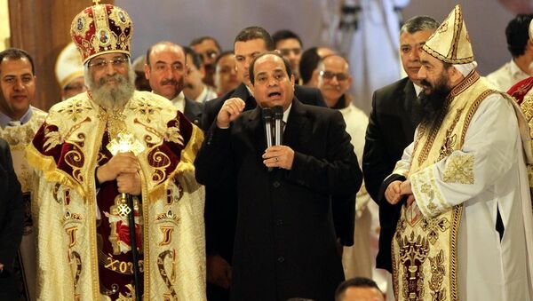 Mısır Cumhurbaşkanı Abdulfettah El Sisi ve Kıpti Ortodoks Cemaati Patriği 2. Tovadros - Sputnik Türkiye