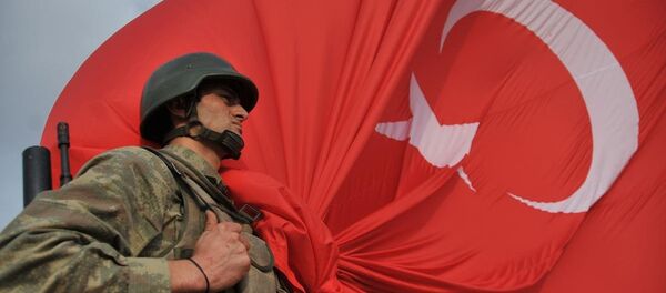 Türk askeri ve dev Türk bayrağı - Sputnik Türkiye