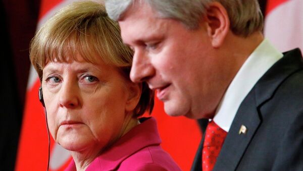Almanya Başbakanı Angela Merkel, Kanada Başbakanı Stephen Joseph Harper - Sputnik Türkiye