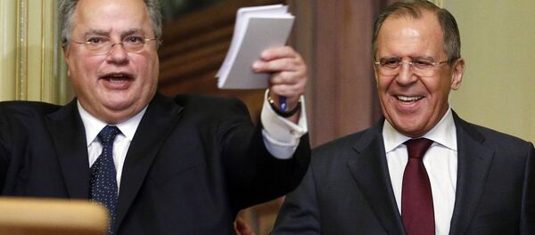 Rusya Dışişleri Bakanı Sergey Lavrov Yunanistan Dışişleri Bakanı Nikos Kocyas (Nikos Kotzias) - Sputnik Türkiye