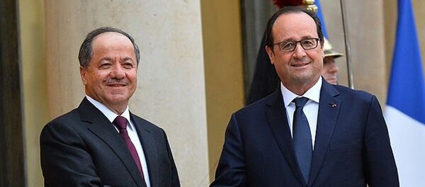 Fransa Cumhurbaşkanı François Hollande ile IKBY Başkanı Mesut Barzani - Sputnik Türkiye