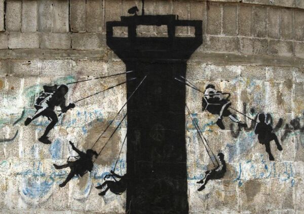 Acılara direnen Gazze'ye ikinci kez ‘Banksy eli' değdi - Sputnik Türkiye