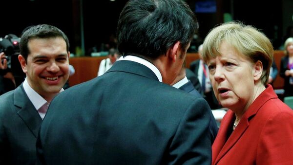Almanya Başbakanı Angela Merkel - Yunanistan Başbakanı Aleksis Çipras - Sputnik Türkiye
