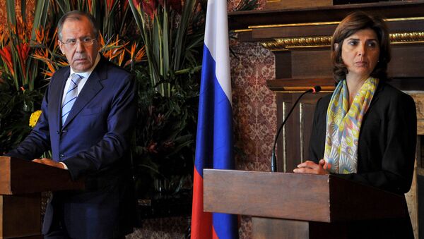 Rusya Dışişleri Bakanı Sergey Lavrov ve Kolombiya Dışişleri Bakanı  Angela Holguin - Sputnik Türkiye