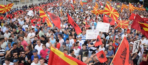 Makedonya'da hükümet karşıtı protesto - Sputnik Türkiye