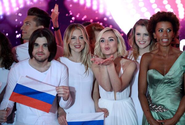 Şarkıcı Polina Gagarina Viyana'daki 2015 Eurovision Şarkı Yarışması'nın birinci yarı finalinde - Sputnik Türkiye