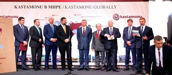 Lyudinovo özel ekonomik bölgesinde, Türk ahşap şirketi Kastamonu’na ait tesisin temel atma töreni. - Sputnik Türkiye