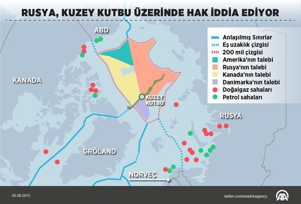 ABD, Kanada, Danimarka ve Norveç, Rusya’nın yanı sıra Kuzey Kutbu üzerinde hak iddia eden diğer ülkeler olarak biliniyor. - Sputnik Türkiye