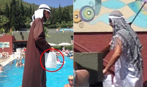 Oteldeki müşterilerden Jason Phythian isimli İngiliz elektrikçi, animatörler ellerindeki sahte silahlarla geldiğinde, turistler olarak havuz başında güneşlendiklerini söyledi. - Sputnik Türkiye