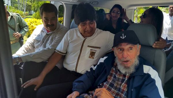 Nicolas Maduro- Evo Morales- Fidel Castro - Sputnik Türkiye