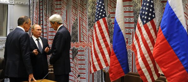 Rusya Devlet Başkanı Vladimir Putin- Rusya Dışişleri Bakanı Sergey Lavrov- ABD Dışişleri Bakanı John Kerry - Sputnik Türkiye