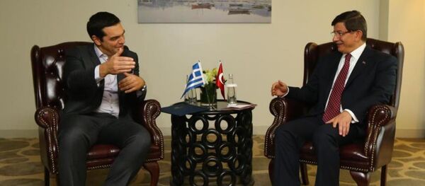 Türkiye Başbakanı Ahmet Davutoğlu- Yunanistan Başbakanı Aleksis Çipras - Sputnik Türkiye