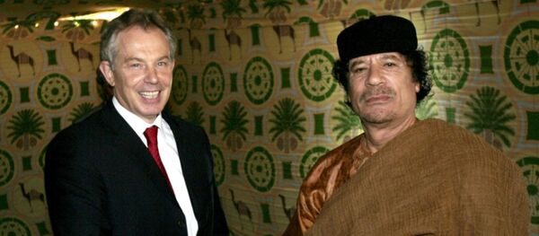 Tony Blair - Muammer Kaddafi - Sputnik Türkiye