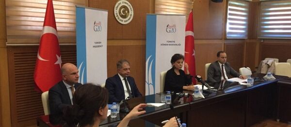 Türkiye'nin G20 Şerpası Ayşe Sinirlioğlu, G20 Antalya Zirvesi öncesinde Türk basınını bilgilendirdi. - Sputnik Türkiye