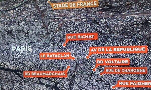 Paris'teki saldırıların gerçekleştiği noktalar Paris'teki saldırıların gerçekleştiği noktalar - Sputnik Türkiye