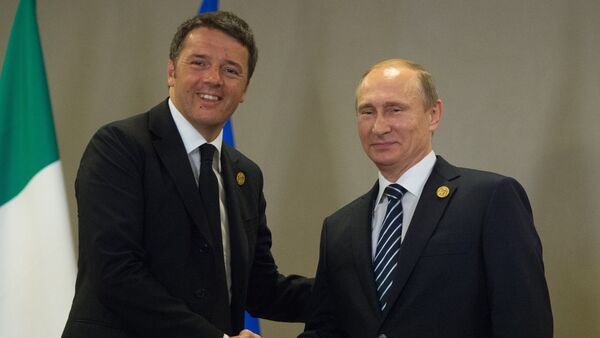 İtalya Başbakanı Matteo Renzi - Rusya Devlet Başkanı Vladimir Putin / G20 Zirvesi - Sputnik Türkiye