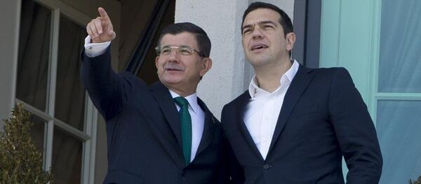 Yunanistan Başbakanı Aleksis Çipras - Başbakan Ahmet Davutoğlu - Sputnik Türkiye