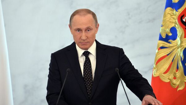 Rusya Devlet Başkanı Vladimir Putin Federal Meclis'e hitap ediyor. - Sputnik Türkiye
