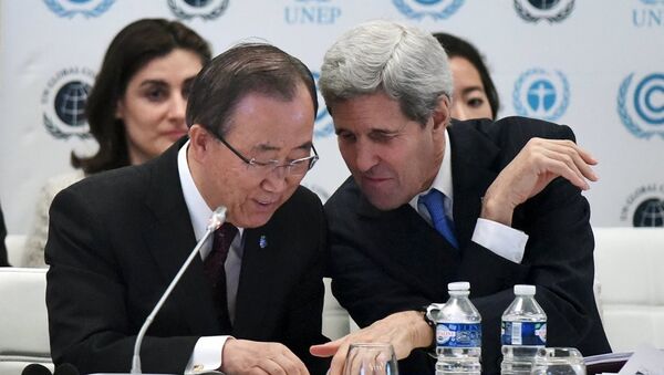 BM Genel Sekreteri Ban ki Mun - ABD Dışişleri Bakanı John Kerry - Sputnik Türkiye