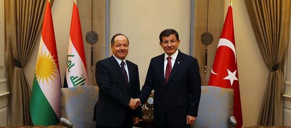Barzani - Davutoğlu - Sputnik Türkiye