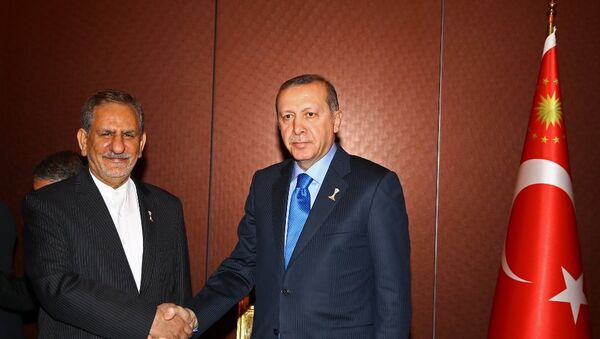 İran Cumhurbaşkanı Birinci Yardımcısı İshak Cihangiri ve Cumhurbaşkanı Recep Tayyip Erdoğan - Sputnik Türkiye