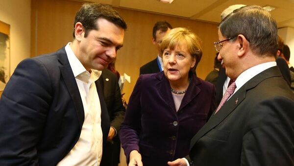 Başbakan Ahmet Davutoğlu - Almanya Başbakanı Angela Merkel - Yunanistan Başbakanı Aleksis Çipras - Sputnik Türkiye